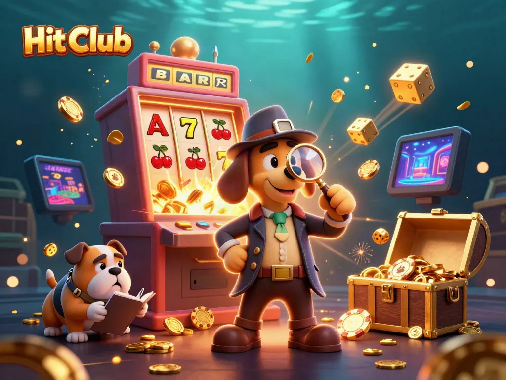 Discover the Hit Club casino adventure with a detective bloodhound and thrilling slot machines.