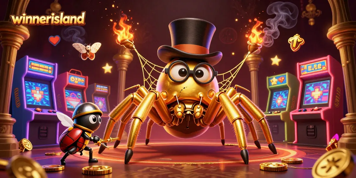 Experience thrilling gameplay at winnerisland with a golden tarantula and a brave beetle knight in a lively casino