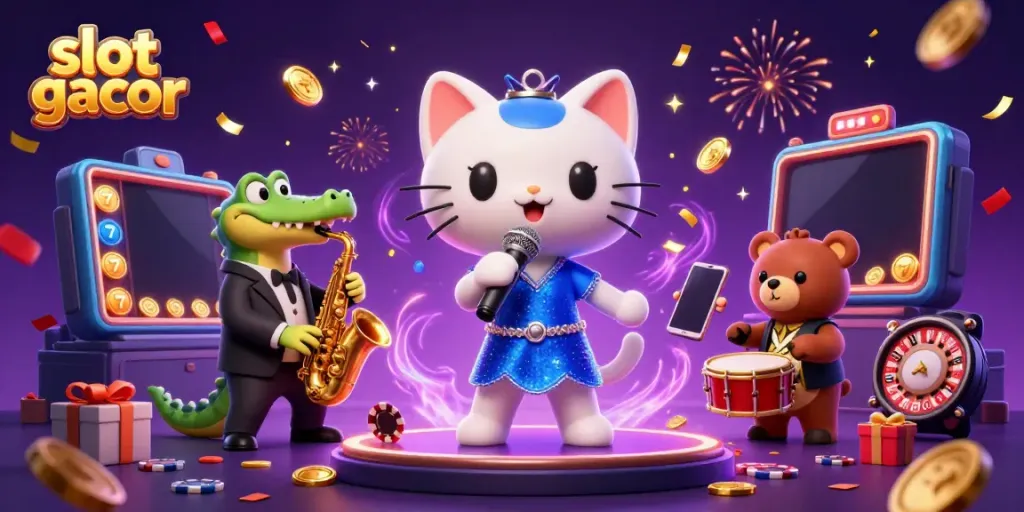 Engaging scene featuring slot gacor characters celebrating wins with vibrant casino elements and jackpot excitement.